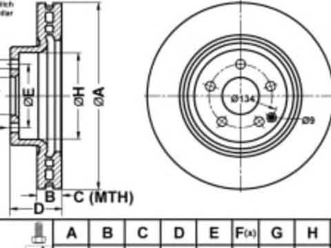 Disc frana, ATE PowerDisc, ventilat fata, diametru exterior 280 mm, grosime 22 mm, MINI (R56), (R57), (R58), (R59), CLUBMAN (R55), CLUBVAN (R55) 1.4-2.0 d 09.06-06.15