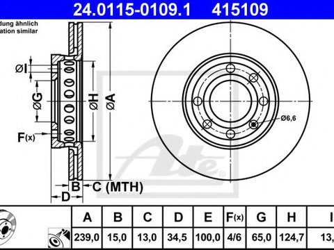 Disc frana AUDI A2 (8Z0) (2000 - 2005) ATE 24.0115-0109.1