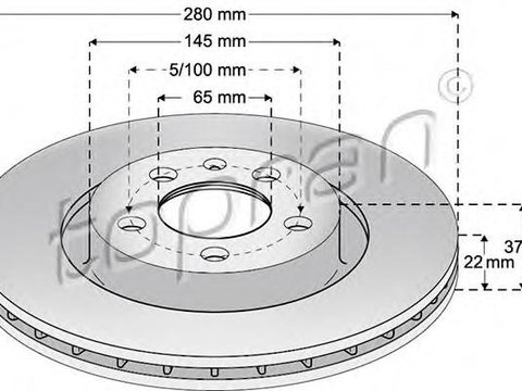 Disc frana AUDI A3 (8L1), SKODA OCTAVIA (1U2), VW GOLF Mk IV (1J1) - TOPRAN 107 681