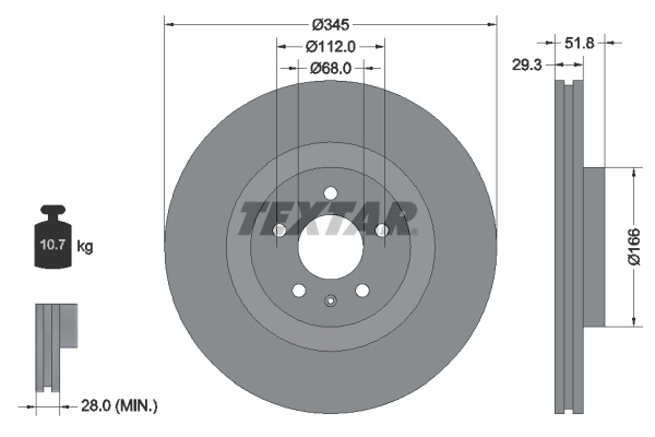 Disc frana # Audi A4 2007 2008 2009 2010 2011 2012 # 92160205 # TEXTAR