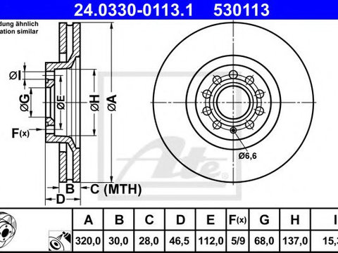 Disc frana AUDI A4 (8D2, B5) (1994 - 2001) ATE 24.0330-0113.1