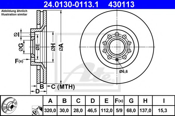 Disc frana AUDI A4 (8E2, B6) (2000 - 2004) ATE 24.