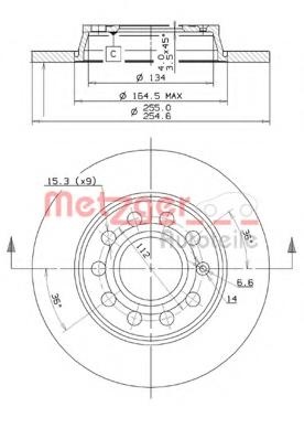 Disc frana AUDI A4 (8E2, B6), AUDI A4 Avant (8E5, B6), AUDI A4 Cabriolet (8H7, B6, 8HE, B7) - METZGER 14929 V