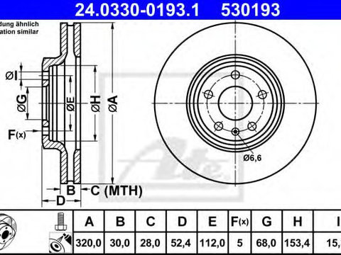 Disc frana AUDI A4 (8K2, B8) (2007 - 2015) ATE 24.0330-0193.1