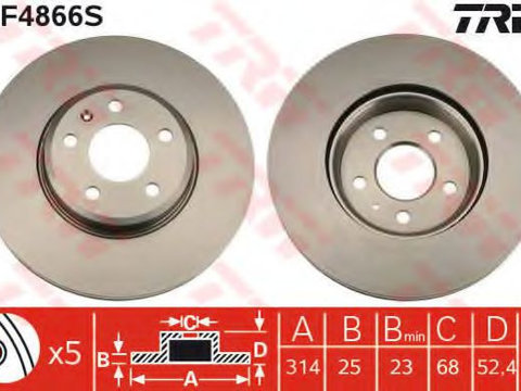 Disc frana AUDI A4 (8K2, B8) (2007 - 2015) TRW DF4866S