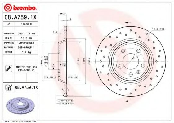 Disc frana AUDI A4 Allroad (8KH, B8) (2009 - 2016)