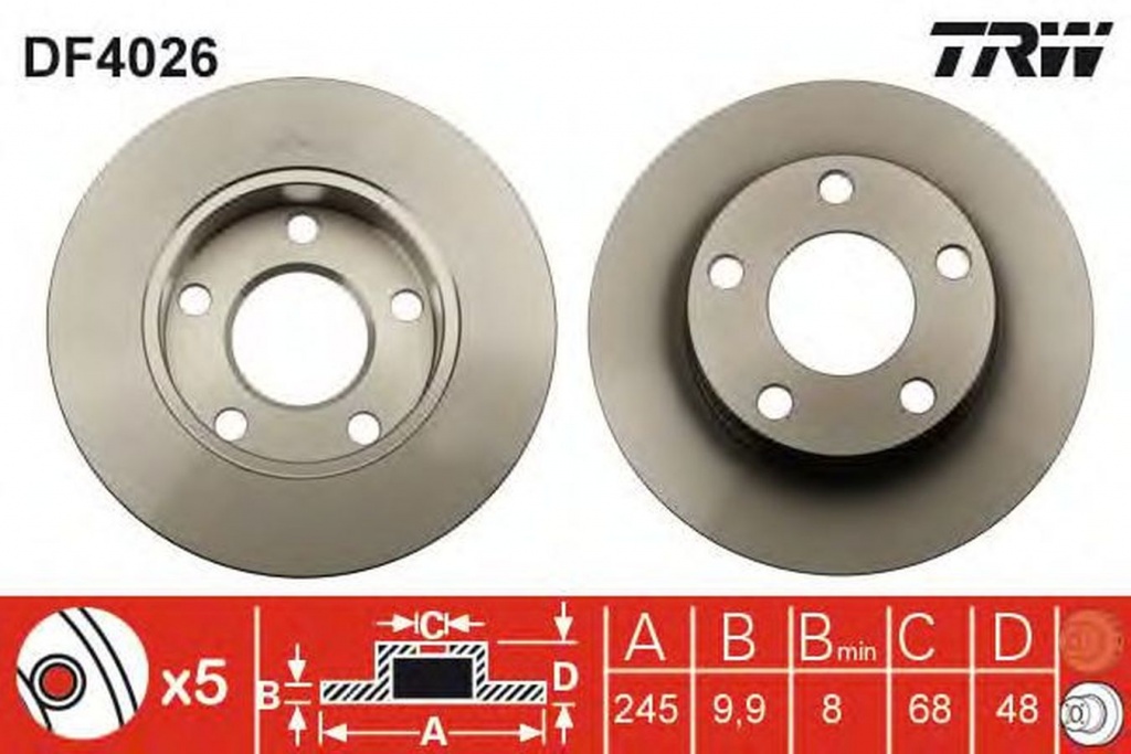 Disc frana AUDI A4 Avant 8D5 B5 TRW DF4026