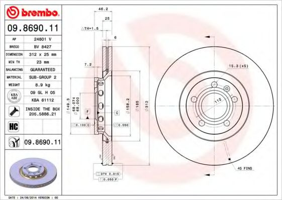 Disc frana AUDI A4 Avant (8ED, B7) (2004 - 2008) B