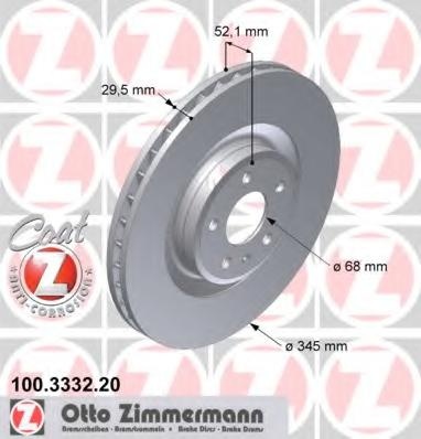 Disc frana AUDI A5 (8T3), AUDI A4 limuzina (8K2, B8), AUDI A4 Avant (8K5, B8) - ZIMMERMANN 100.3332.20