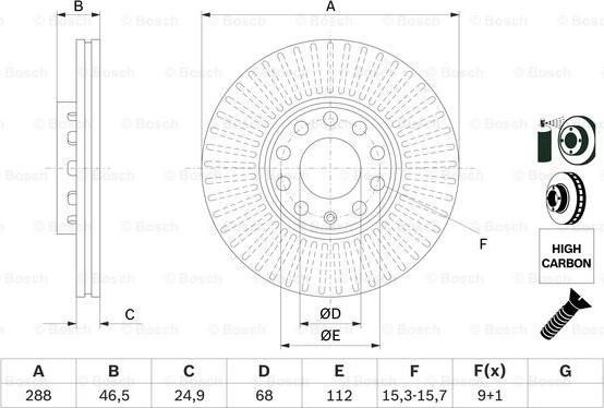 Disc frana AUDI A8 (4D2, 4D8), Sedan, 03.1994 - 12.2005 BOSCH 0 986 478 546