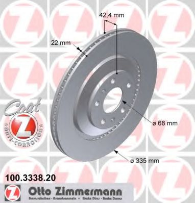 Disc frana AUDI A8 (4E) (2002 - 2010) ZIMMERMANN 100.3338.20 piesa NOUA