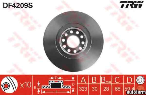 Disc frana AUDI A8 4E TRW DF4209S