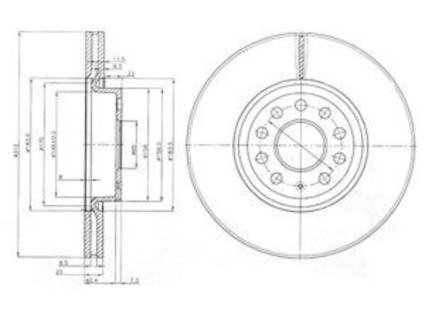 Disc frana BG3953C DELPHI pentru Vw Passat Seat Alhambra Seat Leon Vw Touran Vw Jetta Vw Vento Vw Sharan Audi A3 Vw Golf Skoda Superb Audi Tt Vw Tiguan Seat Toledo Vw Eos Vw Caddy Vw Cc Vw Beetle Vw Novo Audi A1 Vw Bora Audi Q3 Skoda Octavia