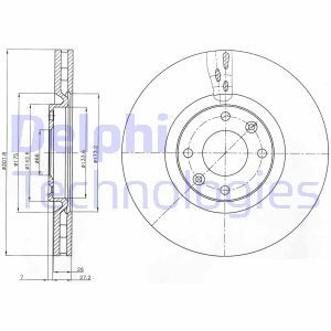 Disc frana BG4166 DELPHI pentru CitroEn C4 Peugeot 208 Peugeot 5008 Peugeot 308 Peugeot 3008