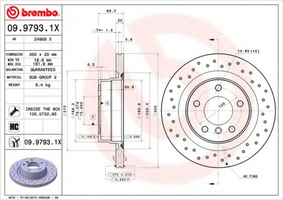 Disc frana BMW 1 (F21) (2011 - 2016) BREMBO 09.9793.1X