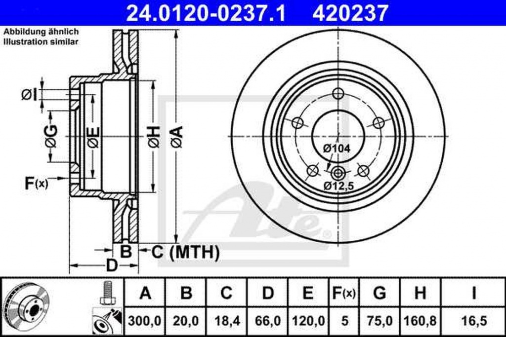 Disc frana BMW 1 F21 ATE 24012002371