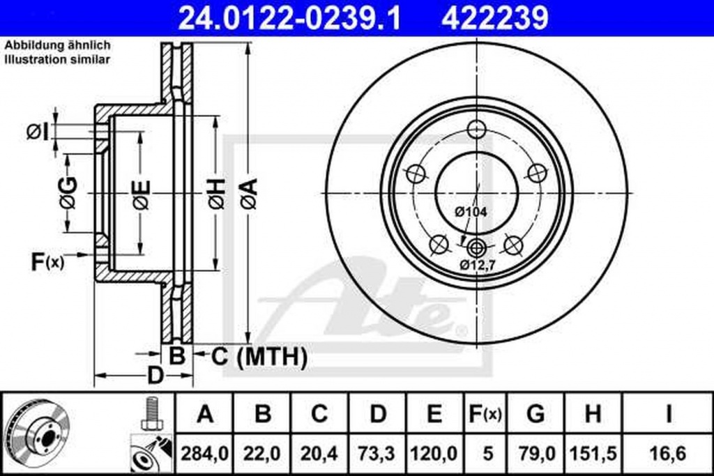 Disc frana BMW 1 F21 ATE 24012202391