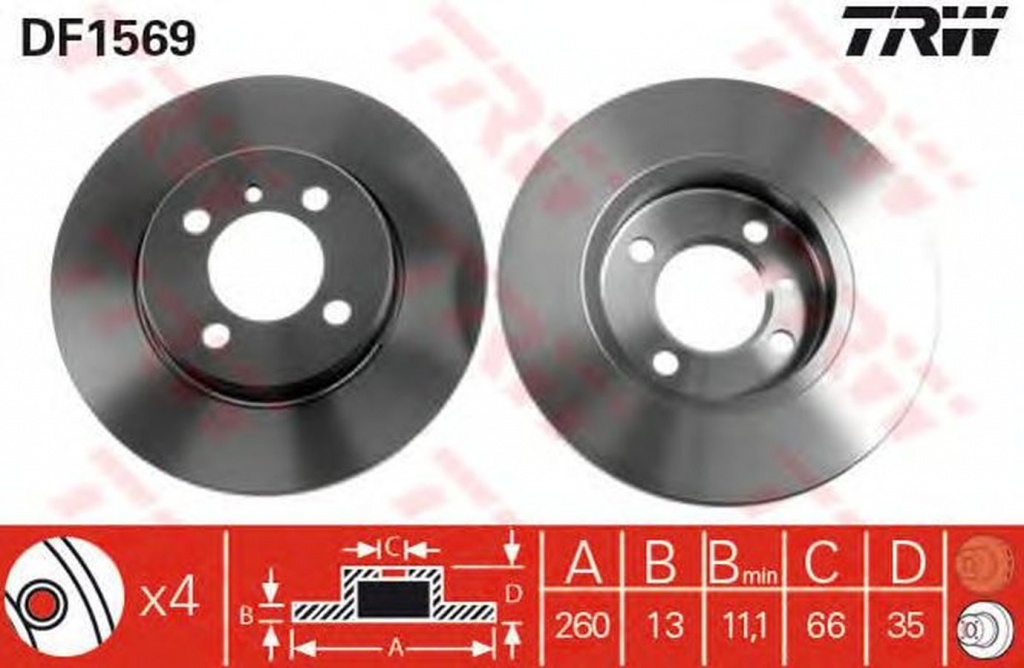 Disc frana BMW 3 Cabriolet E30 TRW DF1569