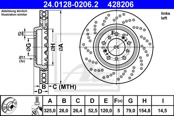 Disc frana BMW 3 Cabriolet (E46) (2000 - 2007) ATE