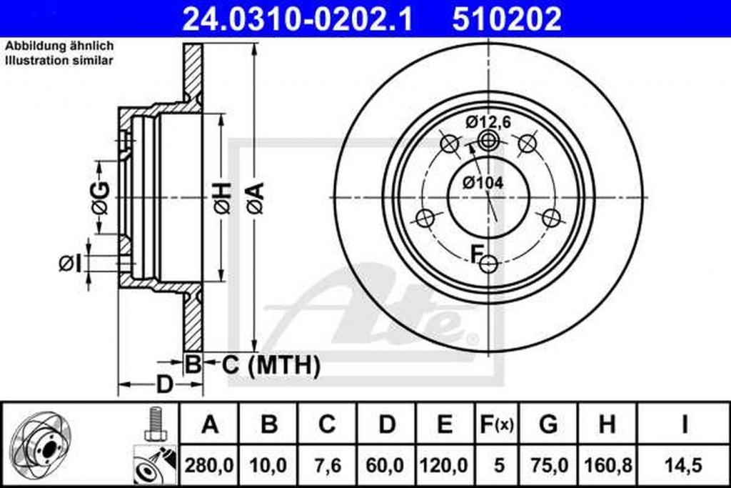 Disc frana BMW 3 Compact E46 ATE 24031002021