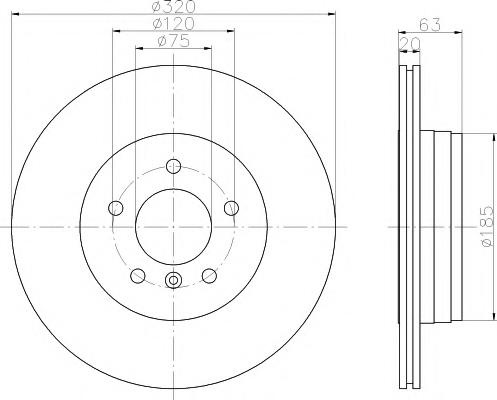 Disc frana BMW 5 limuzina (E60), BMW 5 Touring (E61), BMW 6 (E63) - HELLA PAGID 8DD 355 109-931