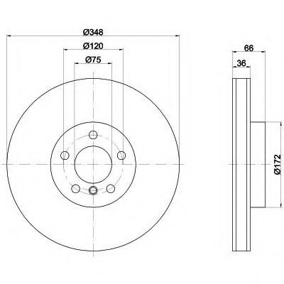 Disc frana BMW 7 limuzina (F01, F02, F03, F04), BMW 5 Gran Turismo (F07), BMW 5 (F10, F18) - HELLA PAGID 8DD 355 119-261