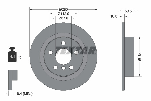 Disc frana ~ Bmw I3 2013 2014 2015 2016 2017 2018 2019 2020 2021 2022 2023 2024 ~ 92274603 ~ TEXTAR