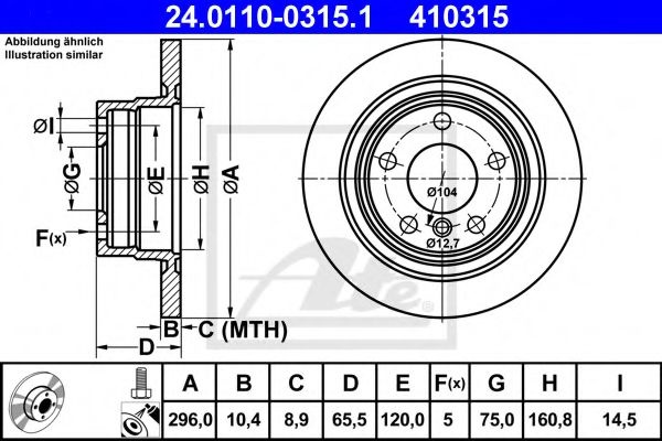 Disc frana BMW Seria 1 (E87) (2003 - 2013) ATE 24.0110-0315.1 piesa NOUA