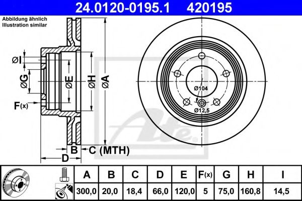 Disc frana BMW Seria 1 (E87) (2003 - 2013) ATE 24.0120-0195.1 piesa NOUA