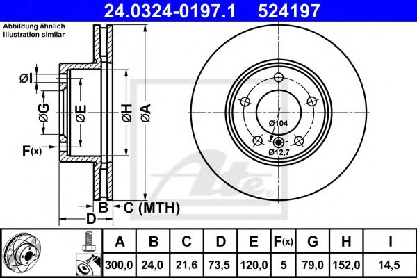 Disc frana BMW Seria 1 (E87) (2003 - 2013) ATE 24.0324-0197.1 piesa NOUA