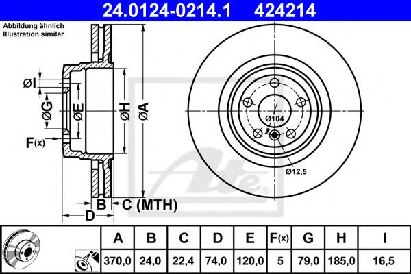 Disc frana BMW Seria 7 (E65, E66, E67) (2001 - 2009) ATE 24.0124-0214.1