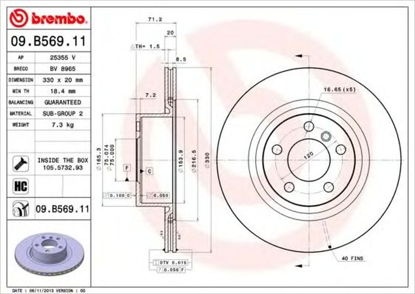 Disc frana BMW X4 F26 BREMBO 09B56911
