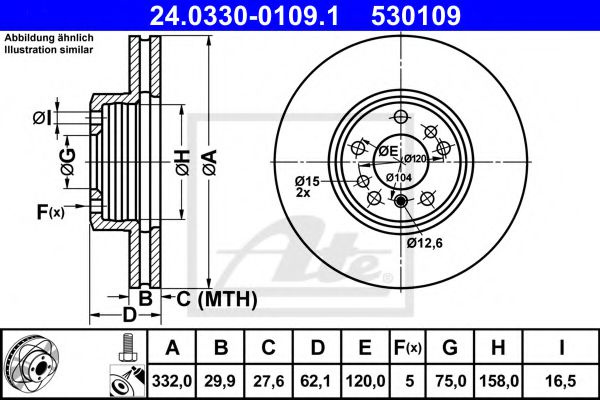 Disc frana BMW X5 (E53) (2000 - 2006) ATE 24.0330-0109.1