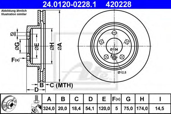 Disc frana BMW Z4 (E89) (2009 - 2016) ATE 24.0120-0228.1