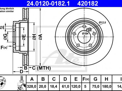 Disc frana BMW Z8 (E52) (2000 - 2003) ATE 24.0120-0182.1