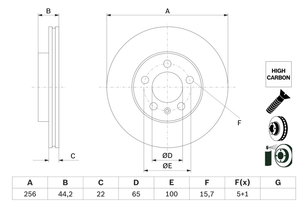 Disc frana BOSCH 0 986 479 F32 pentru SKODA KAMIQ (NW4) 2019-2025