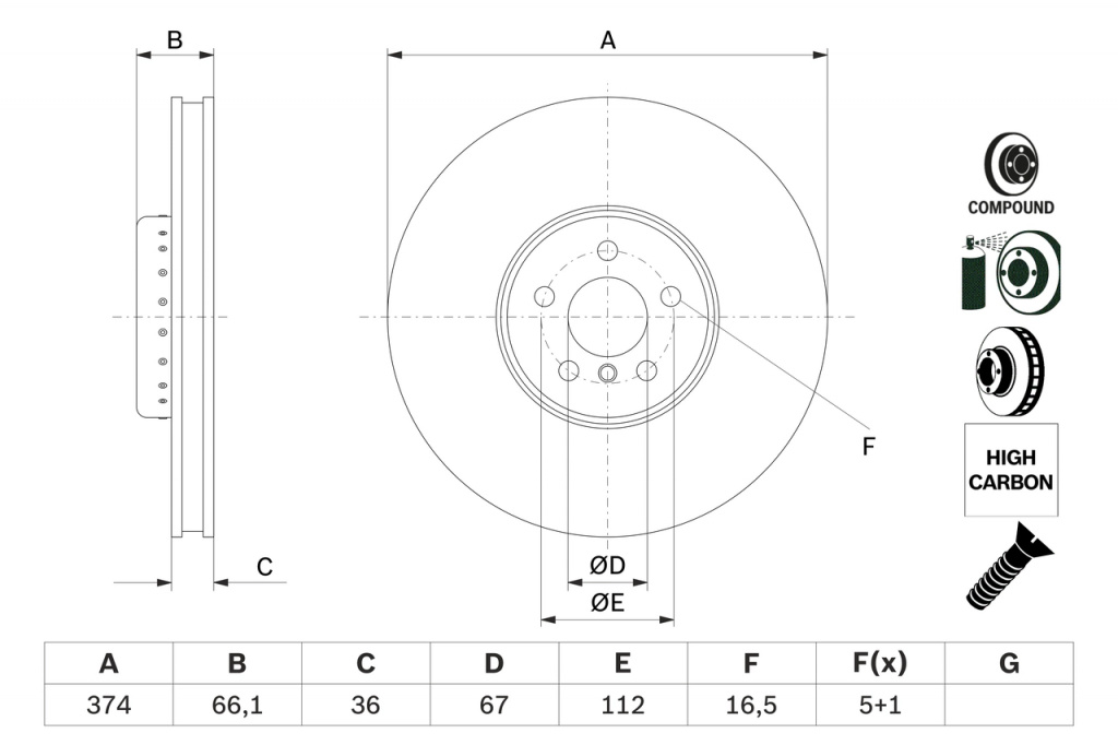 Disc frana BOSCH 0 986 479 F60 pentru BMW 8 cupe (G15, F92) 2018-2025