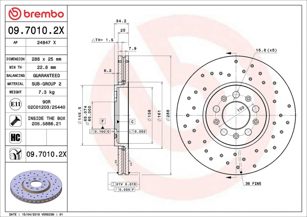 Disc frana BREMBO 09.7010.2X