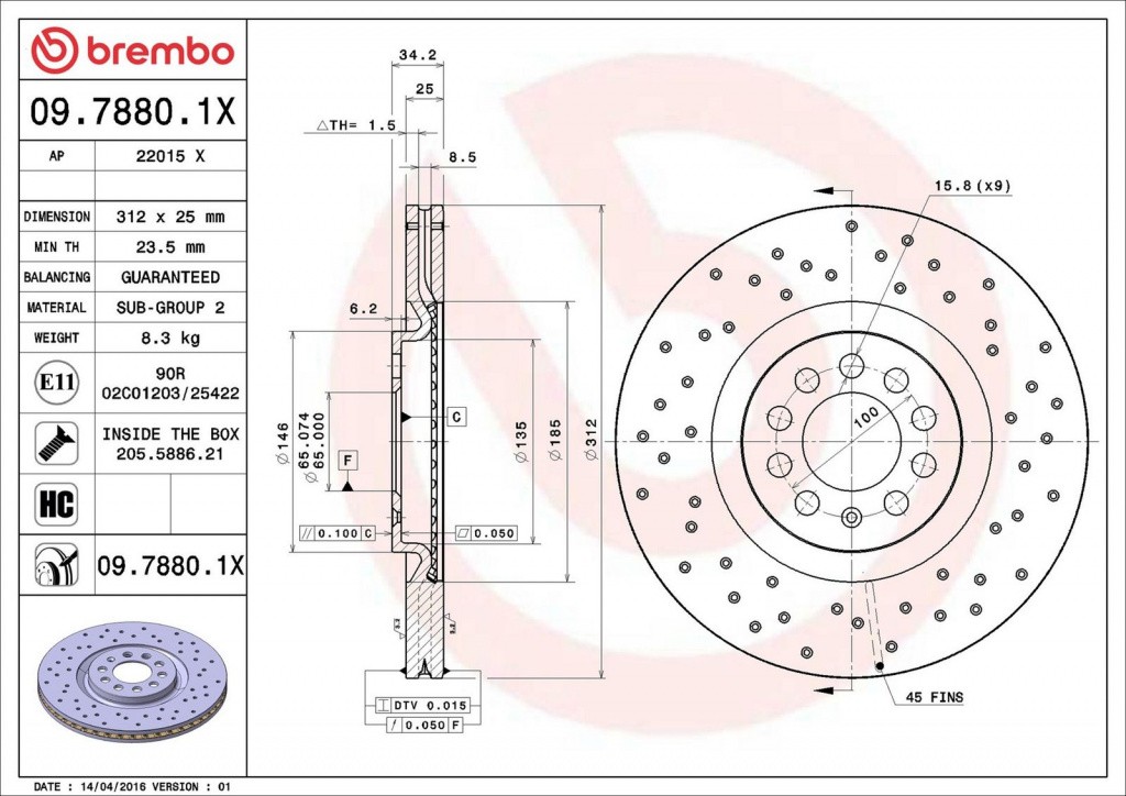 Disc frana BREMBO 09.7880.1X