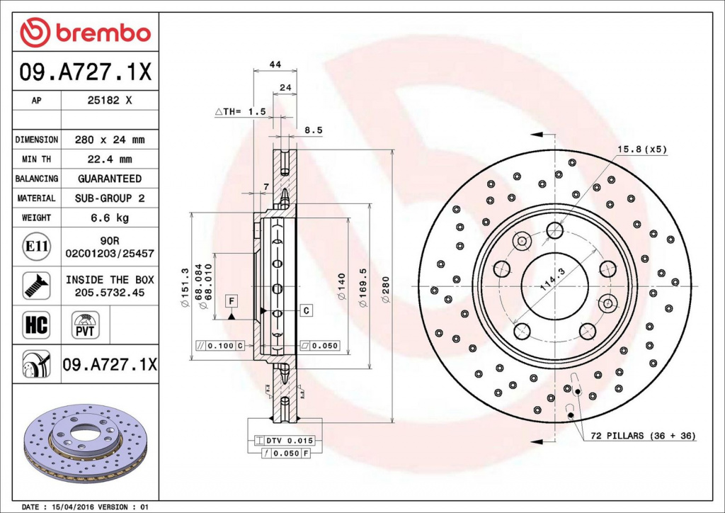 Disc frana BREMBO 09.A727.1X