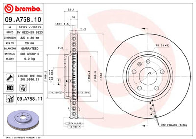 Disc frana BREMBO 09.A758.11 PRIME LINE - UV Coate