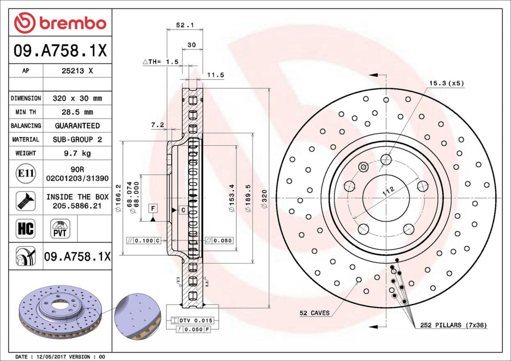 Disc frana BREMBO 09.A758.1X
