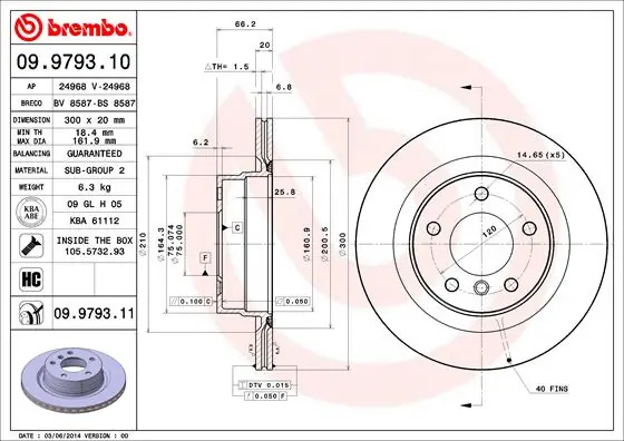 Disc frana Brembo BMW 2 Cabriolet (F23) 2014-2021 