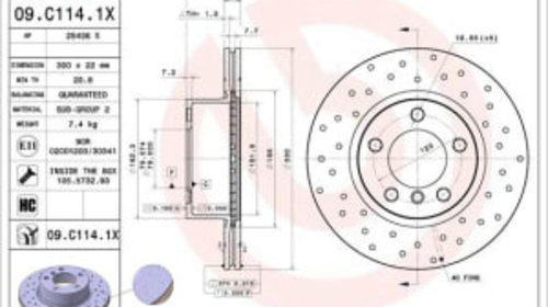 Disc frana, BREMBO Xtra, fata, stanga/dreapta, diametru exterior 300 mm, grosime 22 mm, BMW 1 (F20), 1 (F21), 3 (F30, F80), 3 (F31), 3 GRAN TURISMO (F34), 4 (F32, F82), 4 (F33 1.5-2.0 d 07.11-