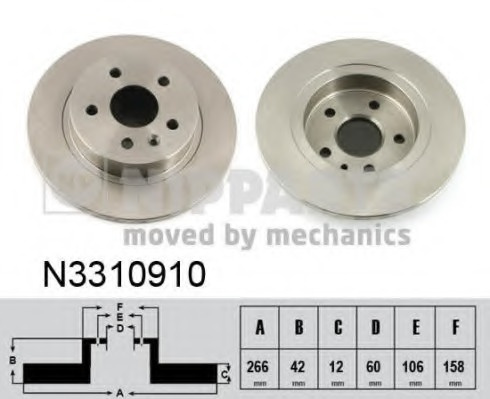 Disc frana # Chevrolet Aveo 2011 2012 2013 2014 2015 2016 2017 2018 2019 2020 2021 2022 2023 2024 2025 # N3310910 # NIPPARTS