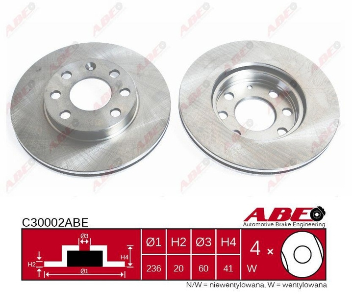 Disc frana CHEVROLET AVEO sedan T200 Producator ABE C30002ABE
