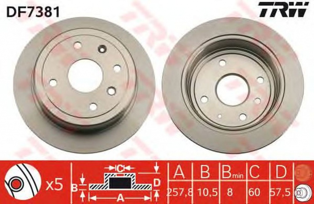Disc frana CHEVROLET NUBIRA combi TRW DF7381