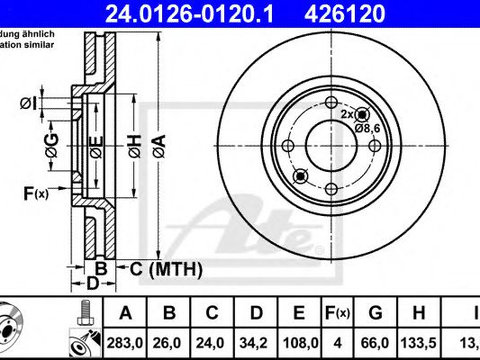 Disc frana CITROËN BERLINGO (MF) (1996 - 2016) ATE 24.0126-0120.1