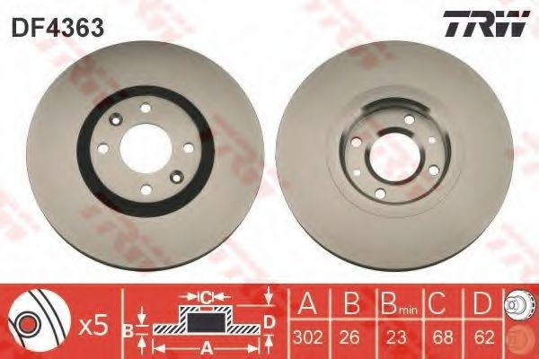Disc frana CITROËN C4 Grand Picasso I (UA_) (2006 - 2016) TRW DF4363