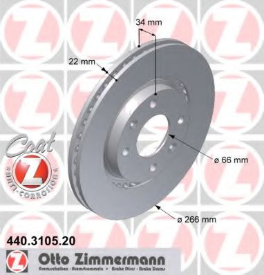 Disc frana CITROËN XSARA PICASSO (N68) (1999 - 2016) ZIMMERMANN 440.3105.20